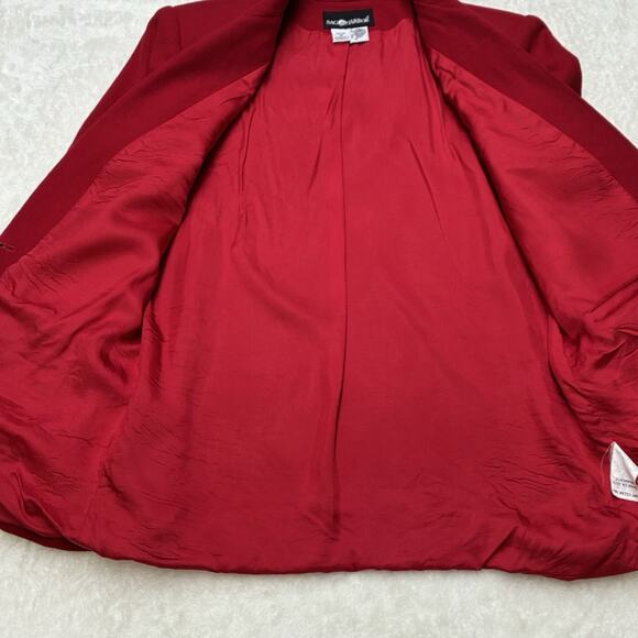 Vtg Womens Blazer Red 100% Wool Lined Single Breasted Size 12 Holiday Christmas - Picture 7 of 7